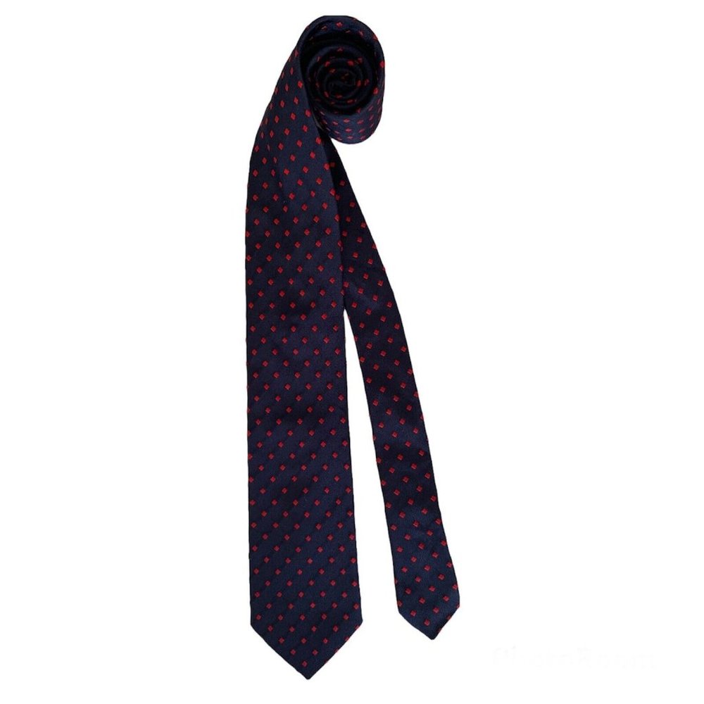 BREUER Navy Blue Geometric 100% Silk Made In Italy 61"/3".1/4 EX COND
